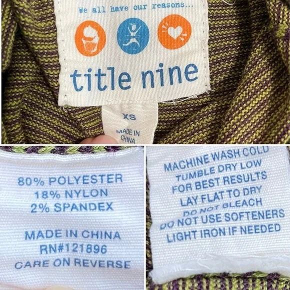 Title Nine Green with Purple Stripes Synergy Mock Neck Turtleneck Pullover XS - Picture 10 of 10